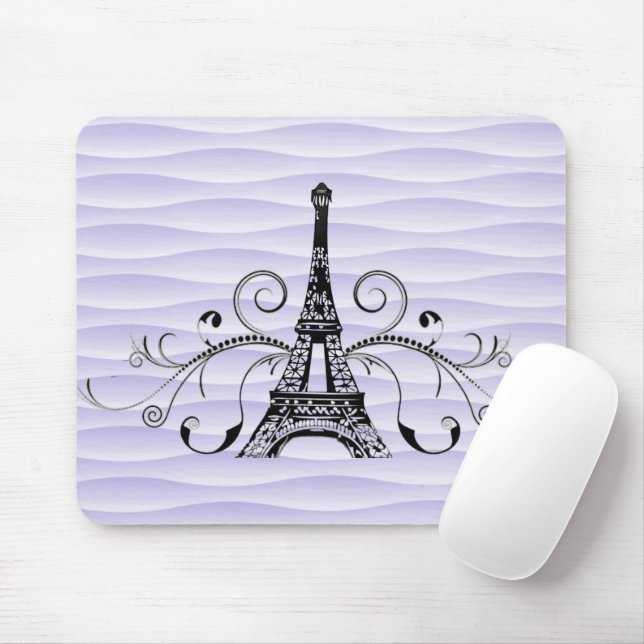 Mousepad Placa de Mouse Flourada Torre Eiffel Roxo (Com mouse)