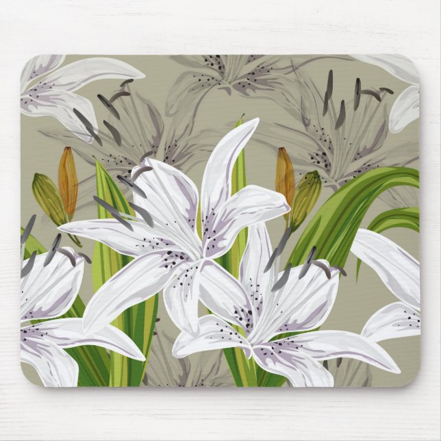 Mousepad Placa de Mouse Lírios Floral (Frente)