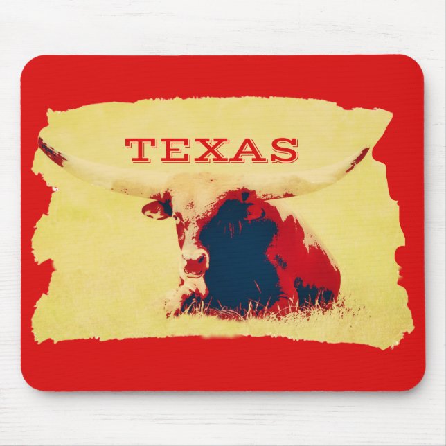 Mousepad Placa de Mouse Longhorn Cow Texas Art (Frente)