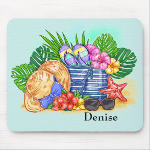 Mousepad Placa de Mouse Monogramada Beachy Summer