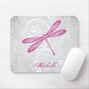 Mousepad Placa de Mouse Personalizada do Dragonfly Magenta
