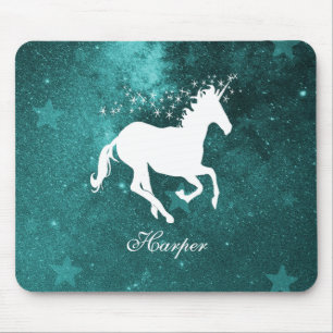 Mousepad Placa de Mouse Personalizada do Teal Unicorn