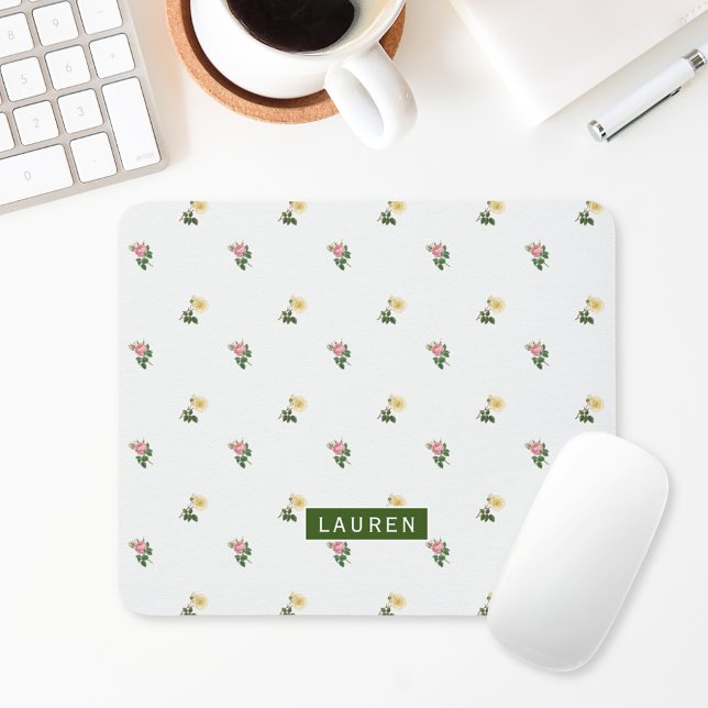 Mousepad Placa de Mouse Personalizada Floral Vintage (Criador carregado)