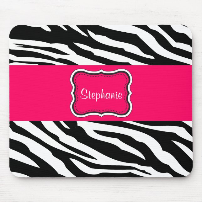 Mousepad Placa de mouse personalizada Zebra branca e preta (Frente)