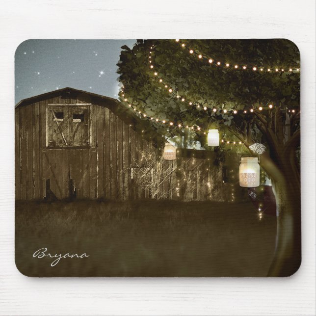 Mousepad Placa de Mouse Rustic Barn & Tree Lights (Frente)