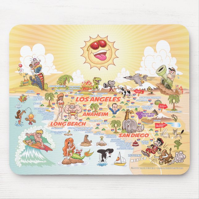 Mousepad Placa de Mouse Sunny California Beach Paradise (Frente)