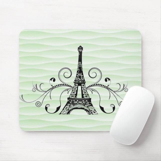 Mousepad Placa de Mouse Verde Torre Eiffel Flourada (Com mouse)