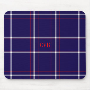 Mousepad Placa de Mouse Vermelha Xadrez Marinho Escura, com