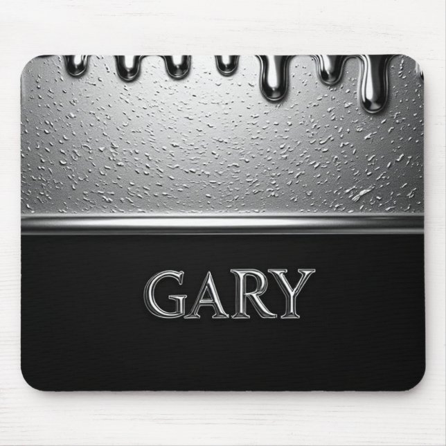 Mousepad Placa de Nome Cromo Gary Com Gotas de Metal Líquid (Frente)