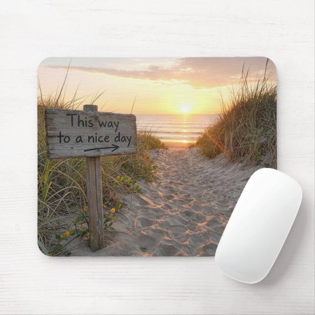 Mousepad Placa de Praia ao Nascer do Sol (Com mouse)