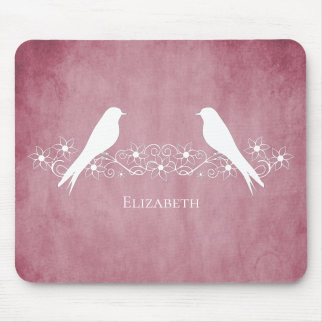 Mousepad Placa de Rato Floral de Vinha Rosa (Frente)