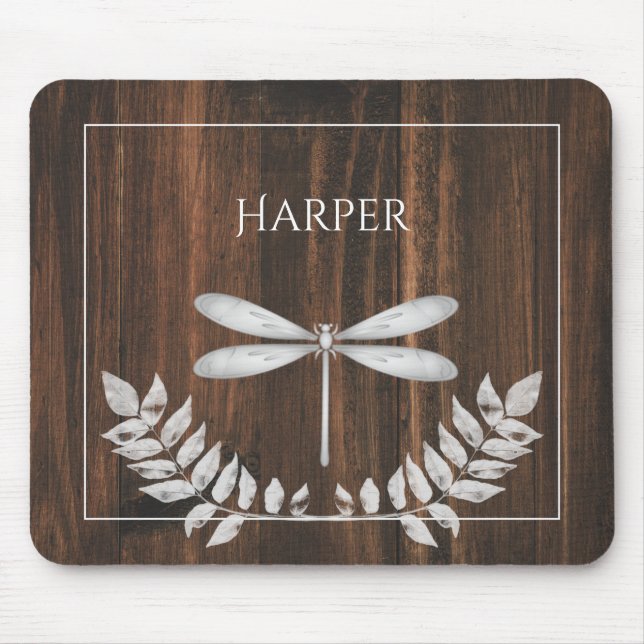 Mousepad Placa de Rato Personalizada do Dragonfly Rustic Si (Frente)