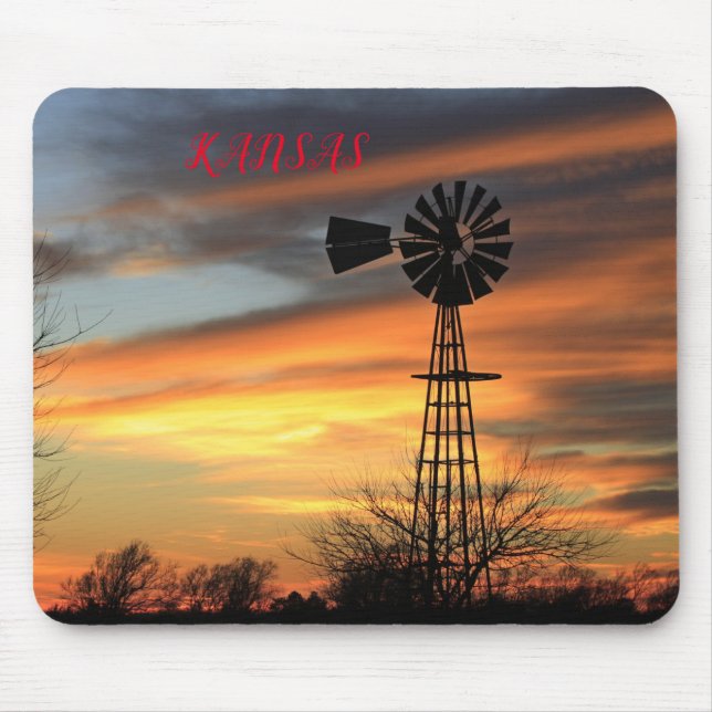 Mousepad Placa de Rato Sunset de Windmill de Natal do Kansa (Frente)