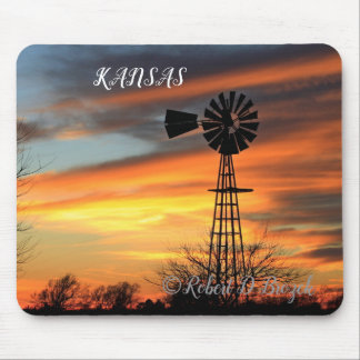 Mousepad Placa de Rato Sunset de Windmill de Natal Kansas