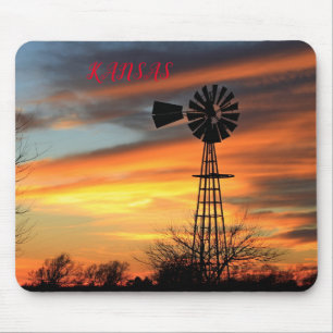 Mousepad Placa de Rato Sunset de Windmill de Natal Kansas