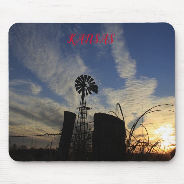Mousepad Placa de Rato Sunset do Kansas Windmill (Frente)