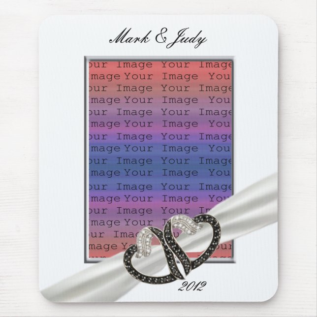 Mousepad Placa do mouse Black & White Diamond Hearts (Frente)