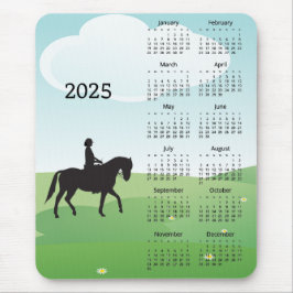 Mousepad Placa do mouse Calendar Design 2025 Horseback