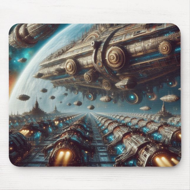 Mousepad Placa do mouse da frota espacial Steampunk (Frente)