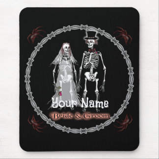 Mousepad Placa do mouse de casamento de esqueleto do gótico