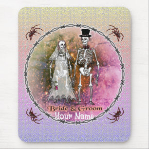 Mousepad Placa do mouse de casamento de esqueleto do gótico