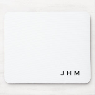Mousepad Placa do mouse de iniciação de monograma branco pr