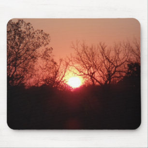 Mousepad Placa do mouse de silhueta vermelho sunset