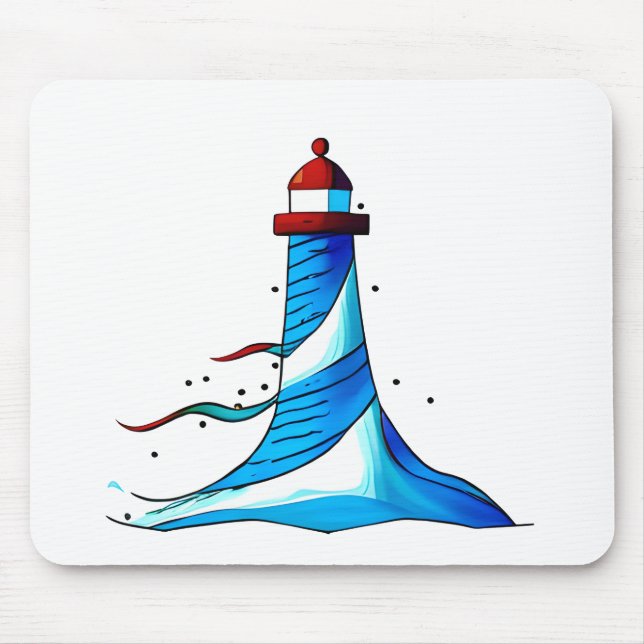 Mousepad Placa do mouse do farol azul e branco (Frente)