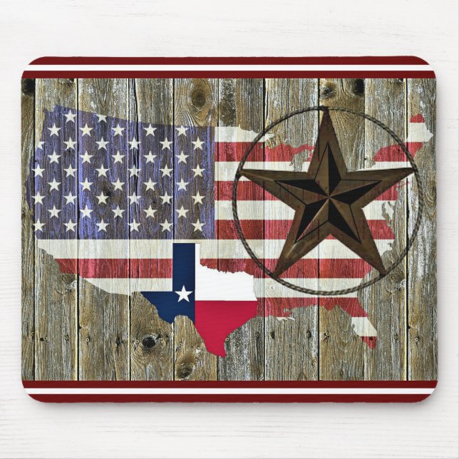 Mousepad Placa do Mouse do Mapa do Estado do Texas Lone Sta (Frente)