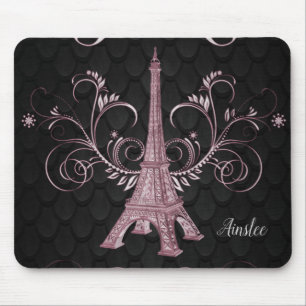 Mousepad Placa do mouse em torre Eiffel, cor-de-rosa,