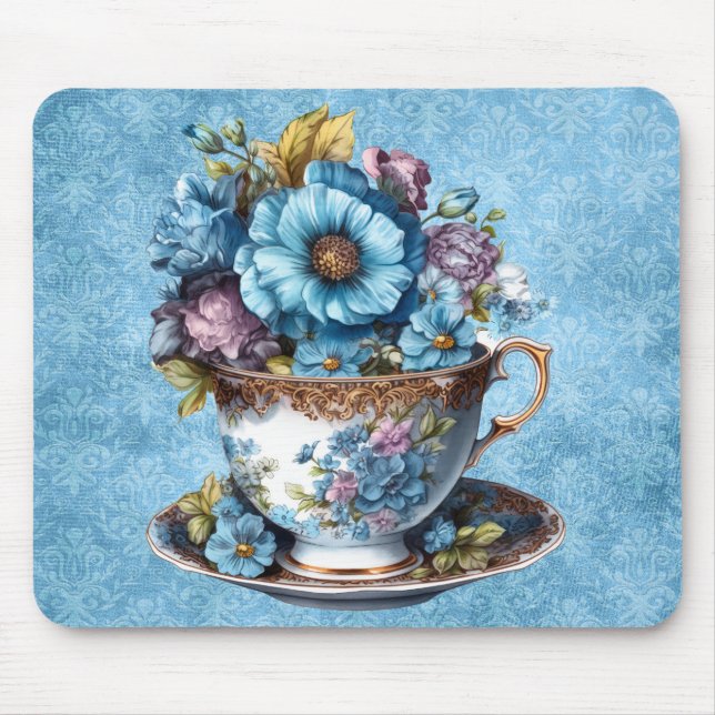 Mousepad Placa do mouse Floral Teacup (Frente)