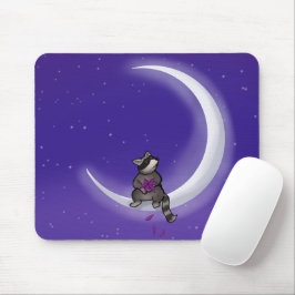 Mousepad Placa do mouse Moon Raccoon