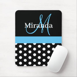 Mousepad Placa do mouse preto branco de Bolinhas branco pre