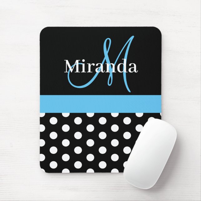 Mousepad Placa do mouse preto branco de Bolinhas branco pre (Com mouse)