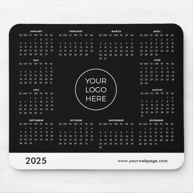 Mousepad Placa do mouse preto para empresas do calendário 2 (Frente)