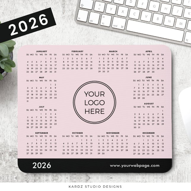 Mousepad Placa do mouse rosa 2026 do calendário de negócios (Criador carregado)