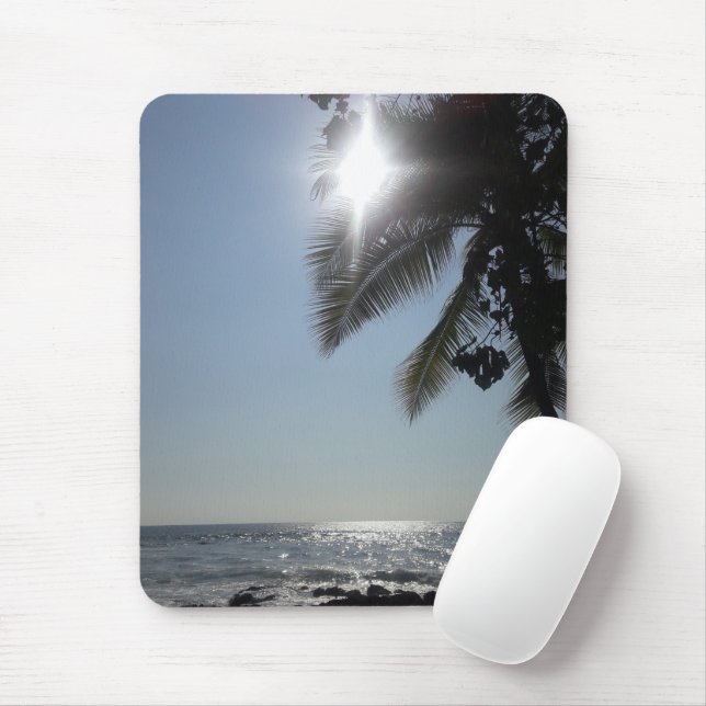 Mousepad Placa do mouse Sun iluminada em palmeira Oceânica (Com mouse)