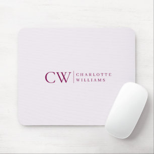 Mousepad Placa inicial do mouse, rosa personalizada, monogr