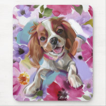 Placa para mouse Blenheim Cavalier Floral Dog Art