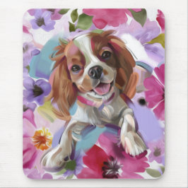 Mousepad Placa para mouse Blenheim Cavalier Floral Dog Art