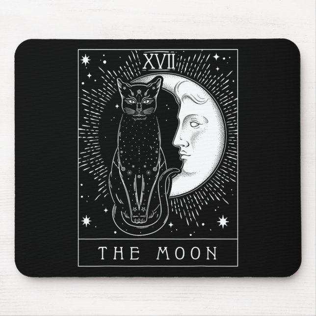 Mousepad Placa Tarot Crescent Moon E Cat Graphic (Frente)