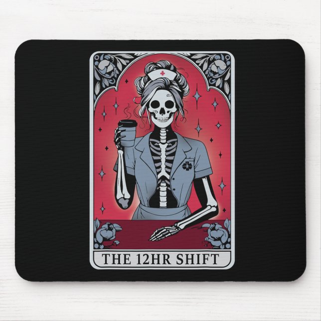 Mousepad Placa Tarot De Esqueleto De Halloween O Turno De 1 (Frente)