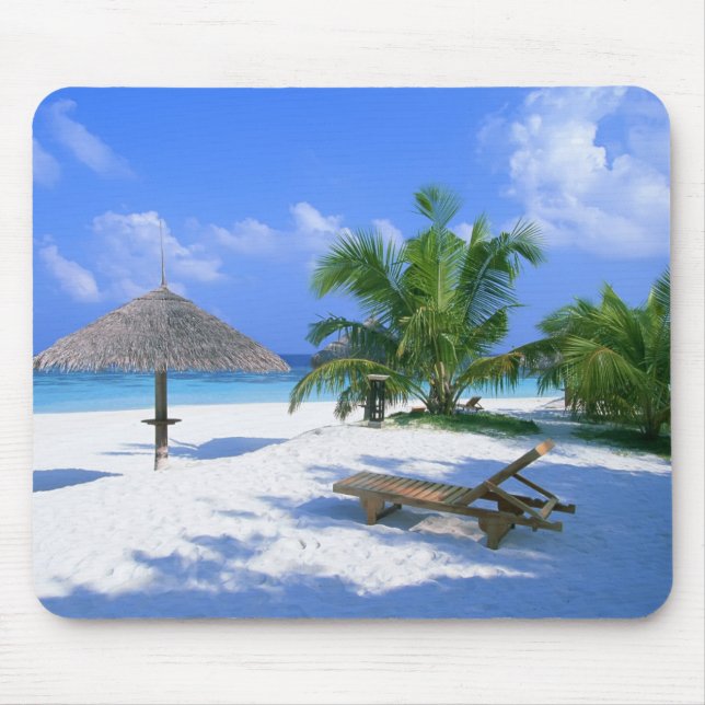 Mousepad Placa Tropical de Cena de Praia (Frente)