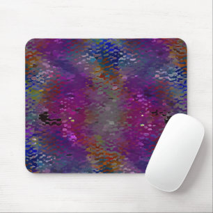 Mousepad Placas de cor rosa a escamosas coloridas e folhas