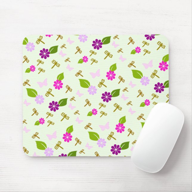 Mousepad Plad do mouse Flor Garden e Dragonfly (Com mouse)