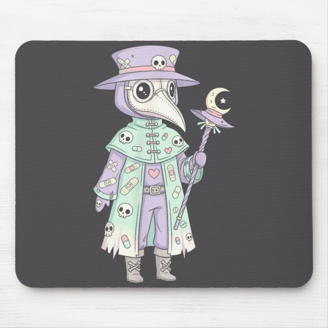 Mousepad Plague Doctor Gothic Pastel Cute Moth Face Mask Oc (Frente)