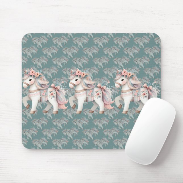 Mousepad Planeador de Ilustração de Fantasia Floral Pastel  (Com mouse)