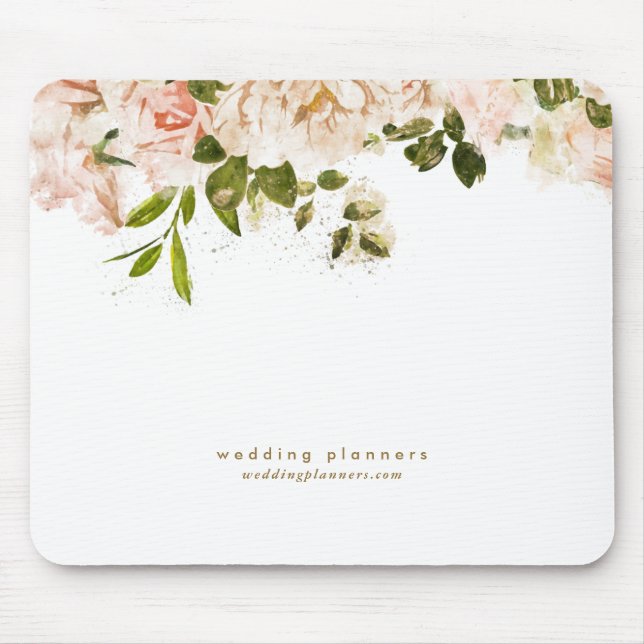 Mousepad Planeamento do Casamento Flores Românticas de Rosa (Frente)