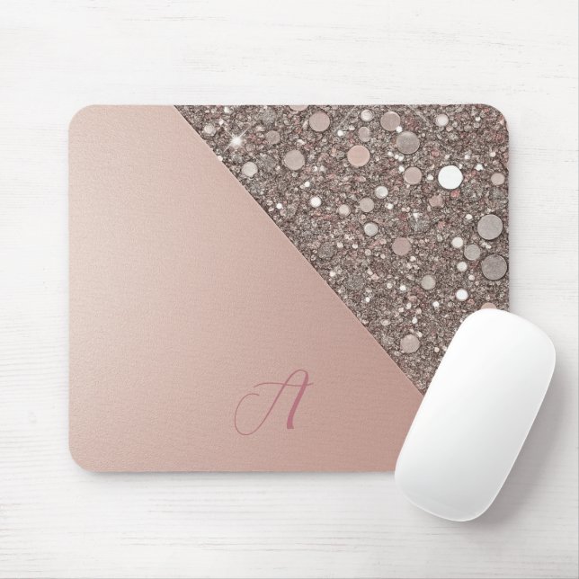 Mousepad Planejador de Monograma em Rose Gold Elegante (Com mouse)