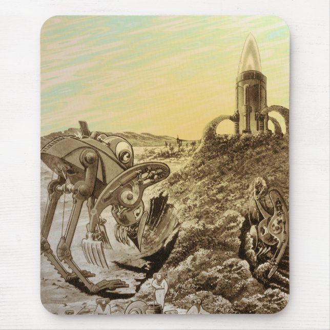 Mousepad Planeta de Aliens de Ficção Científica Vintage (Frente)